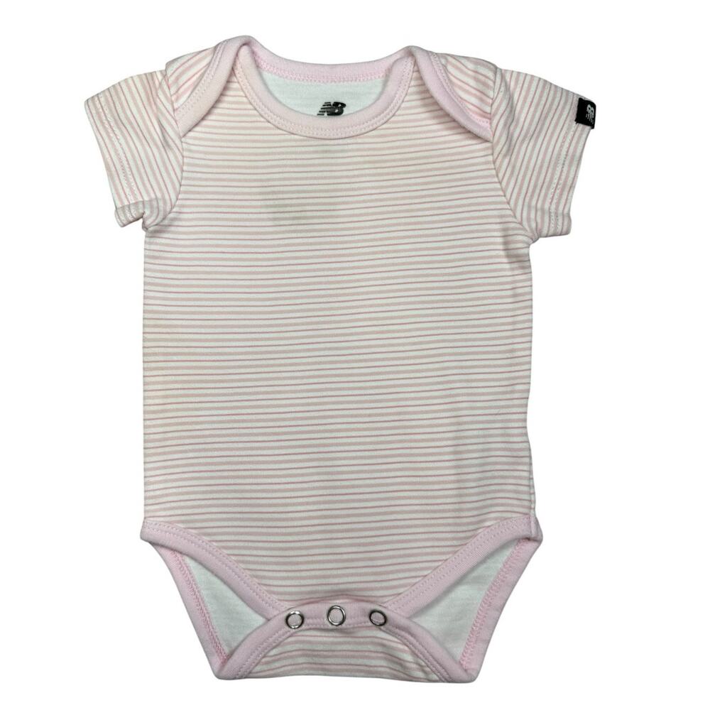 New Balance Bodysuit Baby Girl Striped Pink White 3-6 Months